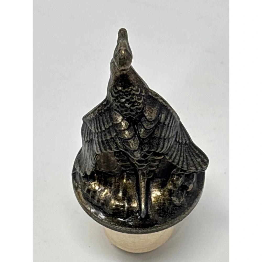 Vintage Bronze Duck Wine Bottle Stoppers Set of 2 Wells Stem 2014 Waterfowl
